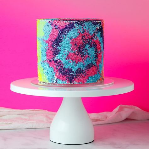 Tie Dye Birthday Cake, Amalfi Decor, Modern Cake Stand, Sheri Wilson, Roller Skate Cake, Bd Cake, Tie Dye Birthday, Rainbow Sprinkle, Metal Cake Stand