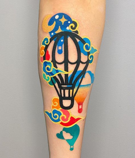 Pitta Kkm, Asian Clouds, Steve Butcher Tattoo, Korea Tattoo, Hot Air Balloon Tattoo, Air Balloon Tattoo, Avengers Tattoo, Korean Tattoo Artist, Balloon Tattoo