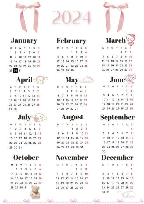 2024 PINK CALENDAR Coquette Calendar, Pink 2024, Pink Calendar, Pink Coquette, 2024 Calendar, Hello Kitty Iphone Wallpaper, Room Decoration, Iphone Wallpaper, Hello Kitty