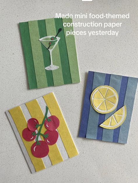 Handmade Collage Card Ideas, Homemade Cards Aesthetic, Penpal Aesthetic Ideas, Index Card Art Ideas, Construction Paper Collage, Cute Aesthetic Birthday Cards, Birthday Card Collage, Construction Paper Art, Craft Aesthetic