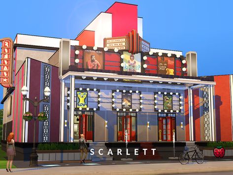 Movie Theather, Movie Hall, Cinema Idea, The Sims 4 Lots, Sims 4 Kitchen, Sims Packs, Sims 4 Bedroom, Movie Decor, Backyard Movie