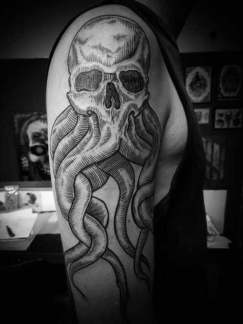 Cthulhu Cathullu Tattoo, Cthulhu, Skull Tattoo, Tattoos