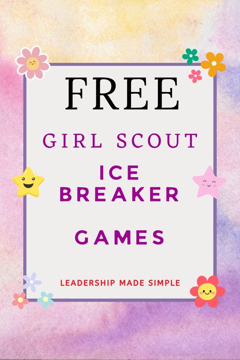 Free Girl Scout Ice Breaker Games Daisy Ice Breaker Games, Girl Scout Brownie Christmas Meeting, Girl Scout Games Indoor, Girl Scout Ice Breaker Games, Girl Scout Brownies Activities, Brownie Meeting Ideas, Girl Scouts Games, Girl Scout Meeting Ideas, Daisy Ideas