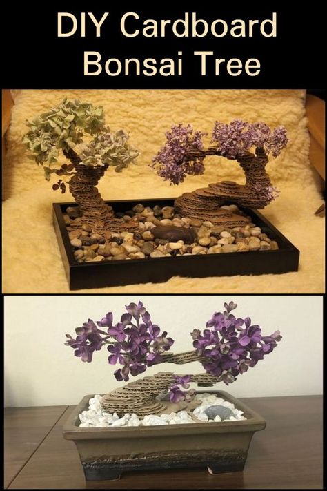 This DIY cardboard bonsai tree is perfect for people who loves plants but couldn’t take care of the real, living ones. Diy Cardboard, Tree Crafts, Bonsai Tree, Easy Projects, The Gift, How To Build, Take Care, To Grow, Craft Projects