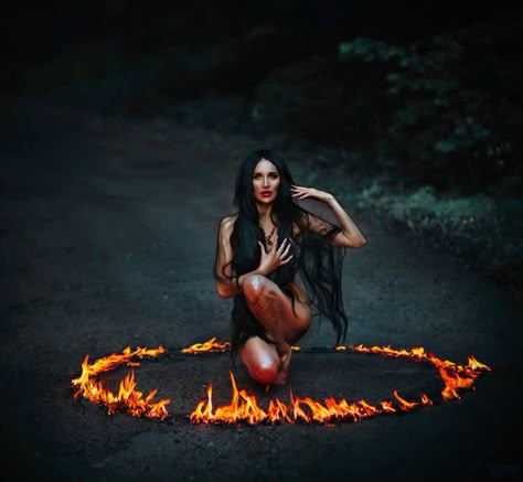 Spooky Glam Photoshoot, Mmiw Awareness Photoshoot, Different Photoshoot Ideas Unique, Unique Picture Ideas, Witch Photo Shoot, Fire Photoshoot Ideas, Divorce Photos, Divorce Photoshoot, Fire Photoshoot