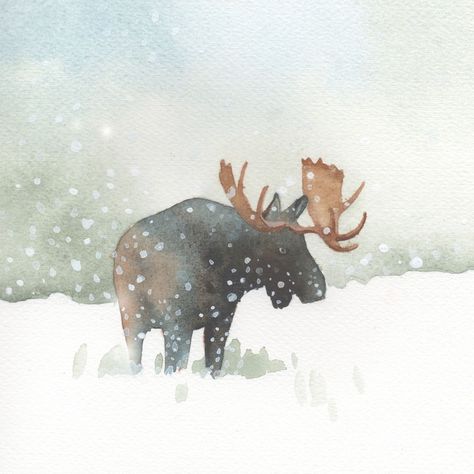 Bison In Snow, Winter Illustrations, Felting Art, Watercolor Paintings Of Animals, Learn Watercolor Painting, Watercolor Subjects, Contemporary Watercolor, Winter Illustration, Christmas Card Art