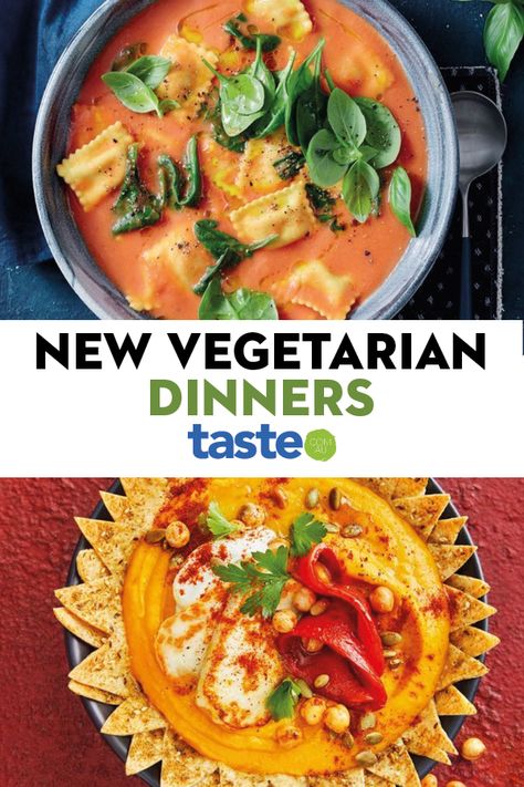 Make it meat-free Monday all week long with these, our best new vegetarian dinner recipes. Everything from pumpkin and haloumi soup to slow-cooked lasagnes has made the family-friendly list. #vegetarian #vegetarianrecipes #meatfree #plantbased #dinner #dinnerideas #australia #australian #australianrecipes Vege Meals, Healthy Veg Recipes, Plantbased Dinner, New Vegetarian, Easy Vegan Soup, Vegetarian Dinner Recipes, Vegetarian Mains, Meat Free Monday, Vegetarian Recipe