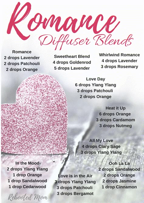 Romance Diffuser Blends Essential Oils Diffuser Blends, Doterra Diffuser, Essential Oil Diffuser Blends Recipes, Young Living Essential Oils Recipes, Essential Oils Guide, Essential Oils Diffuser, Essential Oil Diffuser Recipes, Oil Diffuser Recipes, Essential Oil Mixes