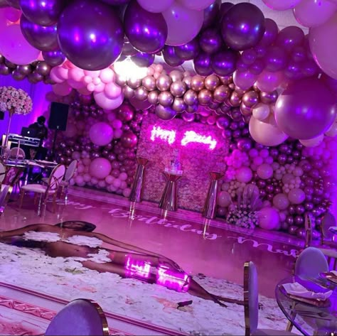 Sweet 16 Party Ideas For Girls 16th Birthday Themes, Prom Themes Euphoria, Birthday Party Hall Decorations, 18th Birthday Party Euphoria Theme, 18th Bday Party Ideas Euphoria, 16th Birthday Themes, Birthday Party Venues Pink, Purple Venue For 18th Birthday, Sweet 16 Party Themes