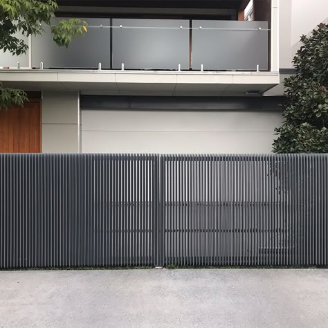 Residential Swing Gate Systems | Secure Entry Fence Modern House, Front Gate Landscaping, Modern Driveway Gate, Exterior Fencing, Gate Landscaping, Modern Gates Driveway, Residential Gate, Modern Iron Gate Designs, Modern Front Gate Design