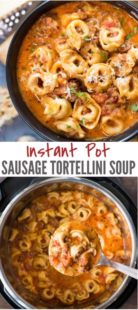 Healthy Tortellini, Tortellini Chicken, Soup Sausage, Soup Tortellini, Pasta Sausage, Sausage Tortellini Soup, Resep Pasta, Sausage Tortellini, Instant Pot Pasta Recipe