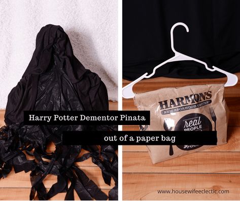 Harry Potter Dementor Paper Bag Pinata - Housewife Eclectic Harry Potter Dementors, Harry Potter Theme Birthday, Harry Potter Halloween Party, Harry Potter 9, Cumpleaños Harry Potter, Harry Potter Bday, Harry Potter Classroom, Harry Potter Theme Party, Harry Potter Cosplay