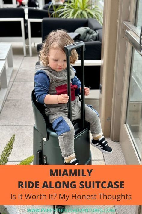 Is the Miamily ride along suitcase worth the money? I tried out this popular suitcase with my active toddler for a few months, and here's what I HONESTLY thought about it. Click to read my review now. #Miamily Toddler Suitcase, Cheap Suitcases, Car Seat Travel Bag, Carryon Suitcase, Car Seat Reviews, Best Car Seats, Flying With A Baby, Toddler Essentials, Ride Along