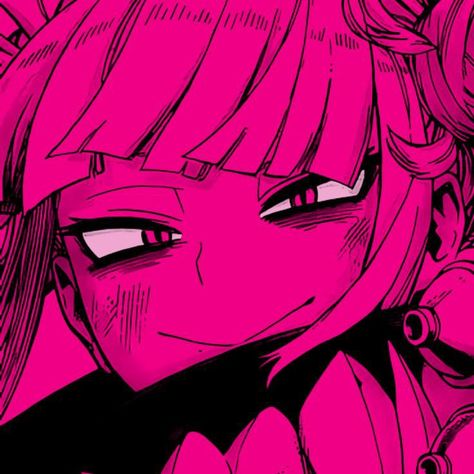 Dark Pink Anime Aesthetic, Hot Pink Anime, Emo Pink Aesthetic, Dark Pink Pfp, Hot Pink Pfp, Toga Himiko Icon, Himiko Icon, Pink Pfps, Pink Alt