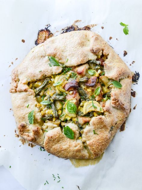 Summer Chicken Pot Pie Galette with Herbed Crust Chicken Galette, Summer Chicken, Galette Recipe, Think Food, Marjoram, Chicken Pot, Chicken Pot Pie, It Goes On, Quesadillas