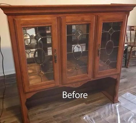 Red China Cabinet, Hutch Top Makeover, Hutch Top Repurposed, Repurposed Hutch, Hutch Redo, China Hutch Makeover, Repurposed China, Hutch Top, Hutch Ideas