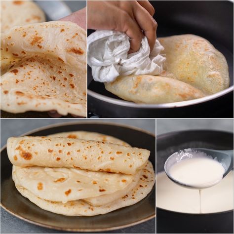 N'Oven Foods - Tortilla Recipe With Liquid Dough | No Rolling, No Kneading Roti Recipe Liquid Dough Flatbread, Liquid Tortilla Recipe, Gluten Free Roti, Liquid Dough, Recipe Tortilla, Suriname Food, Indian Breads, Mediterranean Cooking, Rolls Bread