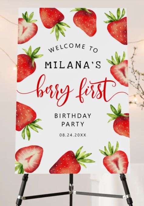 Berry first birthday Strawberry 1st Birthday, Baby 2024, Strawberry Theme, Strawberry Girl, Berry First Birthday, 1st Birthday Party Decorations, Strawberry Baby, 1st Birthday Party Themes, Strawberry Party