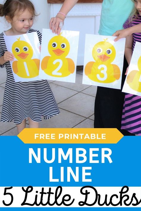 Number Line Activity, Counting To 5, 5 Little Ducks, Farm Activities Preschool, Number Line Activities, Five Little Ducks, Number Activities Preschool, Gross Motor Activity, Fun Math Activities