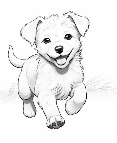 Puppies Sketch, Baby Animals Drawings, Cute Dog Drawings, Labradoodle Drawing, Puppy Coloring Pages Free Printable, Puppy Sketch, Panda Artwork, Cute Drawlings, Cute Dog Drawing