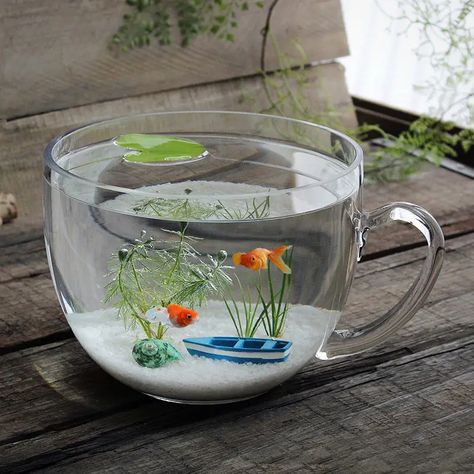 Fish Bowl, Vase Creative Bowl, Desktop Fish Tank, Glass Transparent Office Decoration, Goldfish Tank - Temu Vase Fish Tank, Goldfish Tank, Bowl Vase, Crushed Glass, Fish Bowl, Goldfish, Resin Crafts, Fish Tank, Resin Art