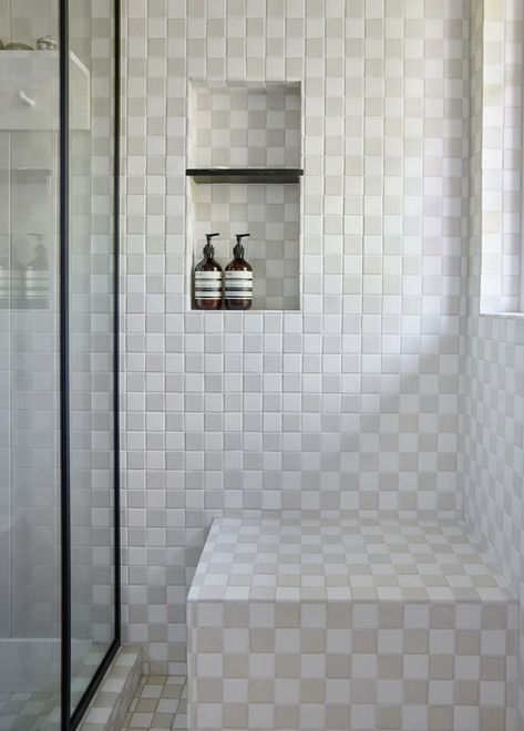 2021 Bathroom Trends, 80s Interior, Design Café, Fireclay Tile, Bathroom Trends, Square Tile, Checkerboard Pattern, Handmade Tiles, Renter Friendly