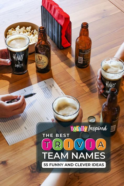 #TriviaNight is a popular pastime for many people today. It’s a fun way to test your knowledge and compete with your friends.⁠ ⁠ If you’re looking to take your trivia game to the next level, you need to come up with a clever team name. Take a look at these 55 pub quiz team name ideas that can become your group's "brand! Trivia Team Names Funny, Parent Quiz, Themed Names, Best Team Names, Hogwarts Houses Quiz, Lady Gaga Lyrics, Harry Potter Youtube, Map Quiz, House Quiz