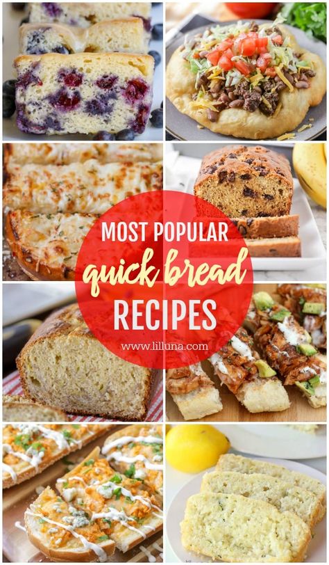 25+ BEST Quick Bread Recipes | Lil' Luna Easiest Bread Recipe No Yeast, Quick Bread Recipes Easy, Homemade Bread Recipes Easy, Yeast Bread Recipes, Biscuit Bread, Best Bread Recipe, Bread Machine Recipes, Quick Bread Recipes, Bread Recipes Sweet