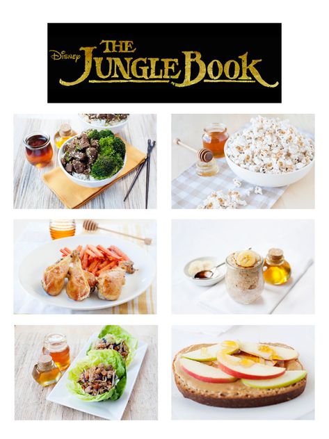 The Jungle Book Recipes popcorn Jungle Book Recipes, Jungle Book Dinner And A Movie, Jungle Book Food, Jungle Book Movie Night, Jungle Book Birthday Party, Jungle Book Birthday, Themed Meals, Jungle Book Movie, Disney Menus