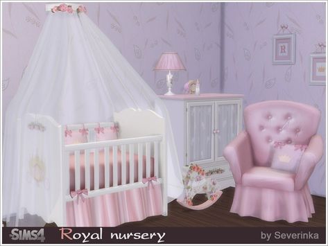 Royal nursery for The Sims 4 by Severinka_ Available at The Sims Resource DOWNLOAD Bedroom for baby style ‘Royal nursery’Soft shapes and delicate tints perfectly suited for decorating a baby room the little princess or prince))3 colors The set includes 13 objects:– crib (deco)– two veil for crib in different sizes– dresser– table lamp– living chair– pillows in the crib– pillow on chair– toy carriage– bottle of milk– paintings (4 variants) Creator Notes Created by … Royal Nursery, Mods Sims 4, Los Sims 4 Mods, Crib Pillows, Sims Baby, Die Sims 4, Princess Nursery, Sims 4 Bedroom, Cc Furniture