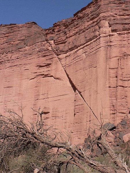 Normal fault -- Talampaya Canyon, Argentina Normal Fault, Verse Bible, Bible Commentary, Geology Rocks, Earth From Space, Line At, Natural Phenomena, Earth Science, Amazing Nature