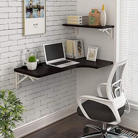 Amazon.com: RXBFD Corner Folding Computer Table,Wall-Mounted Drop Leaf Table, Double Support Side Table Study Table Kitchen Fold Down Workbench: Home & Kitchen Wall Mounted Computer Desk, Study Table Designs, Office Table Desk, Table Study, Black Wear, Wall Mounted Table, Home Office Table, Desks For Small Spaces, Corner Computer Desk