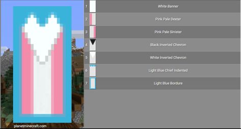 Cute Sheild Banner Designs Minecraft, Trans Flag Minecraft Banner, Pride Flags Minecraft, Minecraft Banner Designs Step By Step, Minecraft Pride Banners, Banner Patterns Minecraft, Cute Banner Designs Minecraft, Flag Minecraft, Minecraft Pride