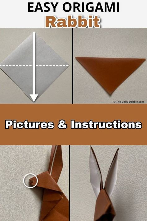 Origami Rabbit, Rabbit Pictures, Rabbit Design, Origami Tutorial, Origami Easy, Origami, For Kids, Cricut, Easter