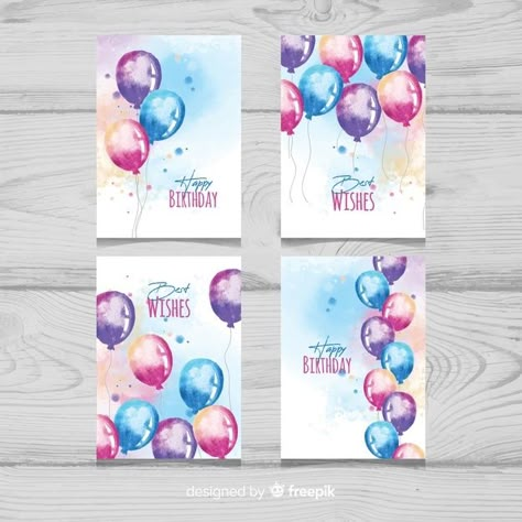 Watercolor Balloons, Birthday Invitation Card Template, Happy Birthday Cards Diy, 16th Birthday Card, Creative Birthday Cards, Watercolor Birthday Cards, Birthday Card Drawing, Watercolor Collection, 21st Birthday Cards