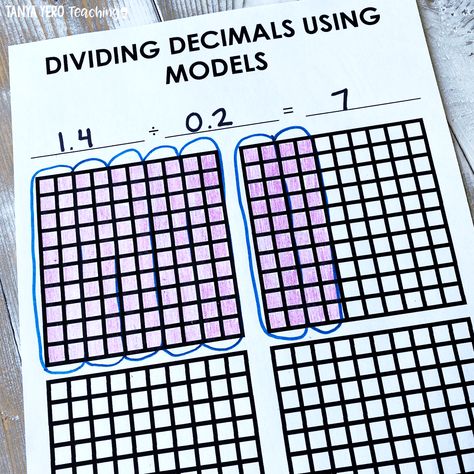 How To Teach Decimals Conceptually - Tanya Yero Teaching Dividing Decimals 5th Grade, Divide Decimals, Decimal Division, Teaching Decimals, Math Worksheets For Kids, Decimals Activity, Math Manipulative, Dividing Decimals, Dividing Fractions