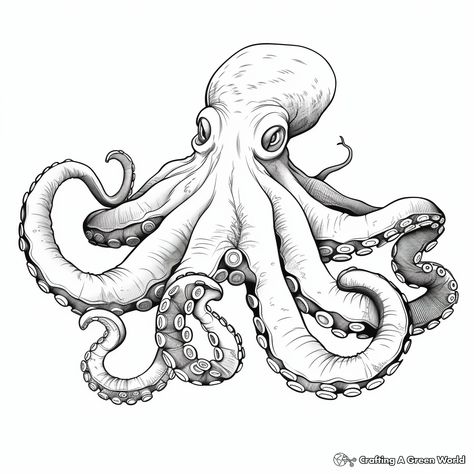 Octopus Pen Drawing, Octopus Drawing Sketches, Octopus Outline, Octopus Coloring, Octopus Colors, Octopus Coloring Page, Octopus Drawing, Octopus Illustration, Kindergarten Coloring Pages