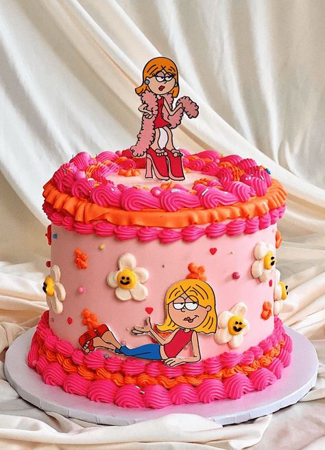 Cake Decorating 2023, Lizzie Mcguire 30th Birthday, 1990s Birthday Cake, Lizzie Mcguire Birthday Party Decorations, Lizzie Mcguire Theme Party, Brats Cake, Lizzie Mcguire Party Ideas, 22 Birthday Ideas Themes, Lizzie Mcguire Cake