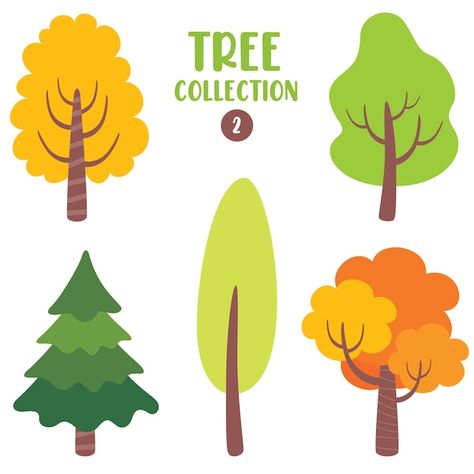 Premium Vector | Tree and plant collection Cartoon Trees Drawing, Tree Cute Drawing, Jesenja Dekoracija, Kid Background, Kids Murals, Cartoon Tree, Tangled Wallpaper, Leaves Doodle, About Trees