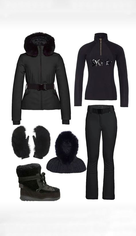 All Black Ski Outfit, Black Ski Outfit, Ski Trip Essentials, Snow Outfits For Women, Utah Outfits, Ski Fits, Ski Trip Outfit, Japan Outfits, Ski Outfit