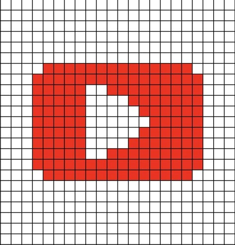 A pixel art template of the YouTube app icon. Pixel Art Youtube Logo, Pixel Art Social Media, Pixel Art Logo, Minecraft Banner Designs, Graph Paper Drawings, Easy Pixel Art, Doodle Art Journals, Pixel Drawing, Diy Perler Bead Crafts