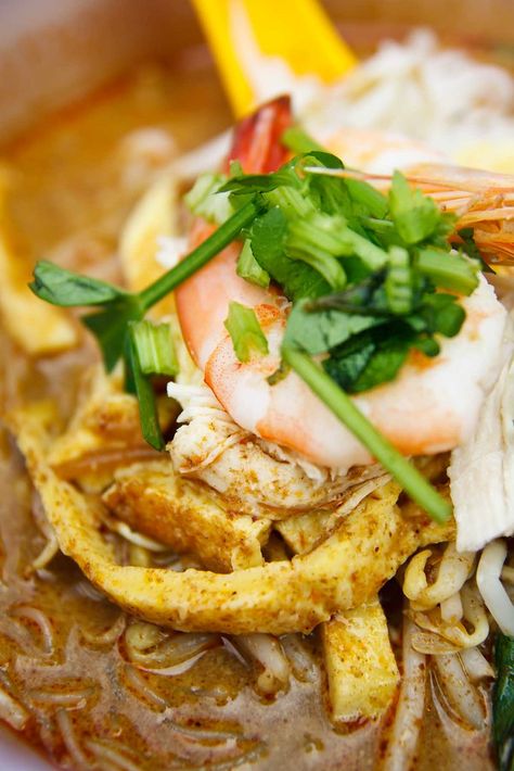 Lime Noodles, Chilli Shrimp, Laksa Sarawak, Chicken Omelette, Laksa Recipe, Noodles With Chicken, Malaysia Food, Vietnamese Pho, Asian Noodles