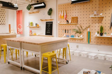 Introducing the Workshop: A creative studio for bringing Pinterest ideas to life Sewing Supplies Organization, Kids Workshop, Art Studio Design, Workshop Studio, Creative Wall Decor, Sewing Supplies Storage, Pinterest Design, Workshop Design, Creative Walls