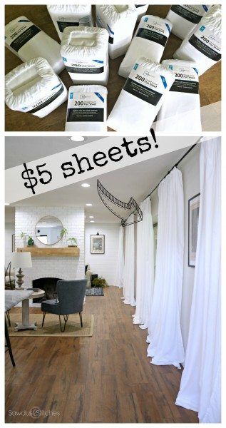 Cheap White Curtains - Quick, Cheap, & Super Easy - Sawdust 2 Stiches Billowy Curtains, Airy Curtains, Casa Disney, Cheap Living Room Decor, White Curtains, Diy Curtains, Easy Home Decor, Design Living Room, Basement Remodeling