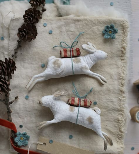 Spun Cotton Christmas Ornaments, Cotton Toys Handmade, Spun Cotton Animals, Cotton Ornaments, Paper Mache Sculpture, Popular Christmas Gifts, Paper Mache Art, Paper Mache Crafts, Good Old Days