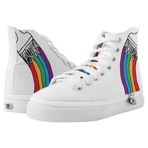 Rainbow Paint Brush High-Top Sneakers Shoe Customization, Rainbow Gift Ideas, White Converse With Dress, Shoe Painting Ideas, Converse With Dress, Converse Ideas, Sneaker Ideas, Wallpaper Whatsapp, Painted Shoes Diy