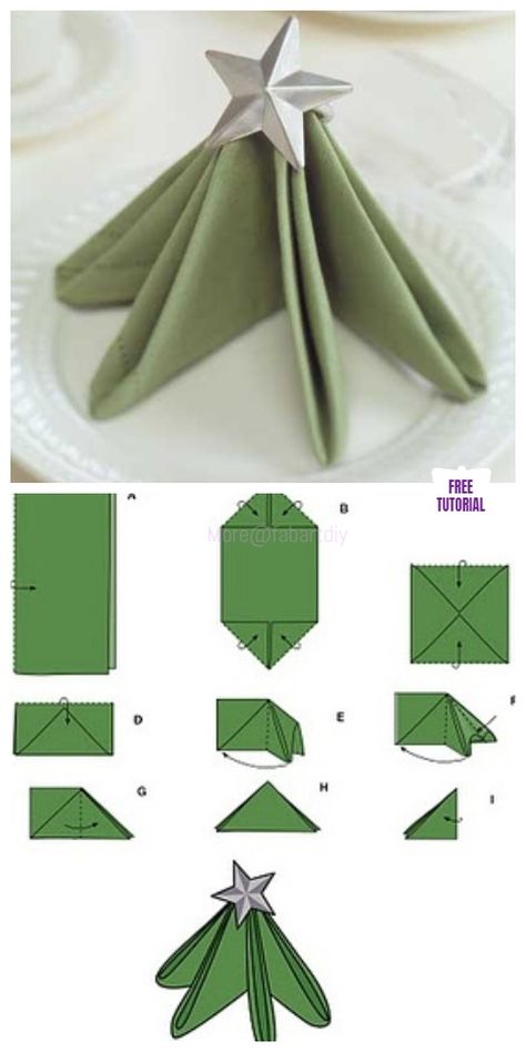 20 Best DIY Napkin Folding Tutorials for Christmas - Festive Christmas Tree Napkin folding tutorial Servette Folding Ideas Christmas, Paper Serviette Folding Ideas Christmas, Fold Napkin Like Christmas Tree, Christmas Serviette Folding, Folding Table Napkins, Paper Napkin Folding Ideas Christmas, Christmas Napkins Folding, Christmas Napkin Folding Tutorials, Christmas Dinner Party Decorations