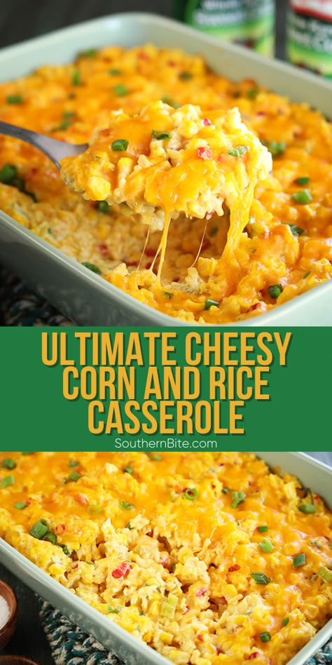 Corn And Yellow Rice Casserole, Yellow Rice Corn Casserole, Yellow Rice And Mexicorn Casserole, Corn Casserole With Yellow Rice, Corn And Rice Casserole, Corn Rice Casserole, Corn And Rice Side Dish, Dinners With Corn, Yellow Rice Casserole