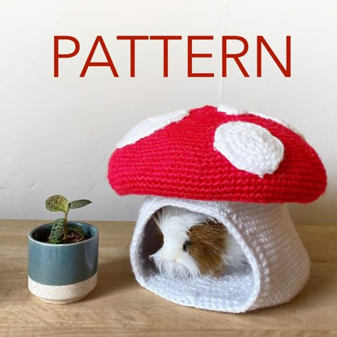 Guinea Pig Diy, Mushroom Crochet, Guinea Pig Accessories, Crochet Pet, Guinea Pig Bedding, Crochet Tree, Crochet Mushroom, Guinea Pig Cage, Fun Crochet Projects