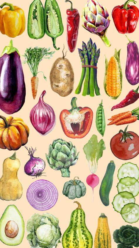 Vegetable Stickers, Food Collage, Food Prints, Food Sketch, Vegetable Prints, Food Clipart, Kitchen Dinning Room, Graphic Design Projects, Printable Stickers